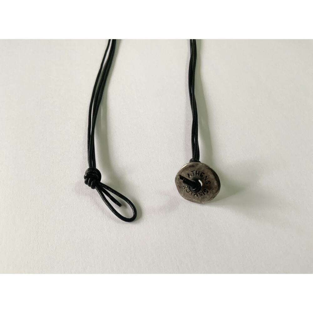 Red Natural Stone Pendant Necklace Black Cord from Santorini Greece - Picture 4 of 6